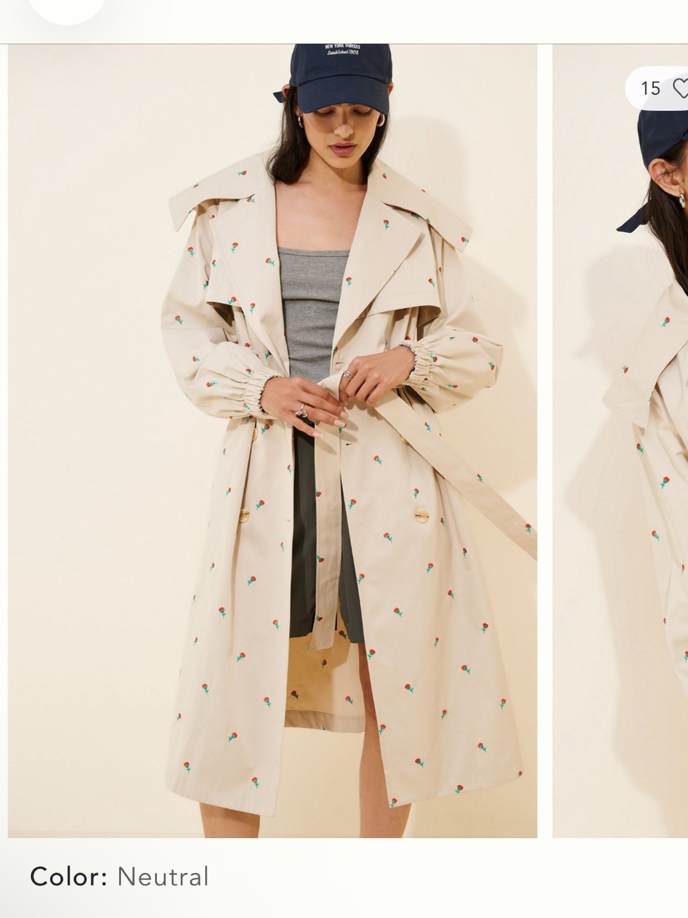 If By Sea Floral Embroidered Trench Coat
